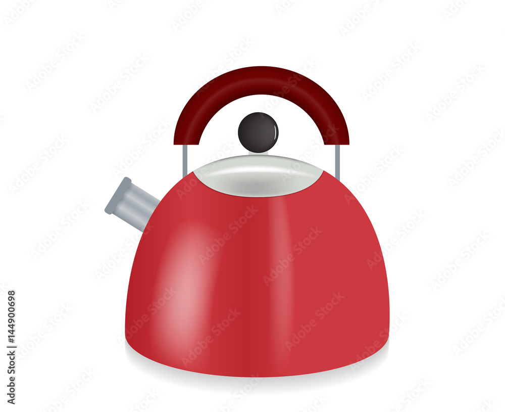 Kitchen appliances. Red Electric kettle. Vector Illustration.