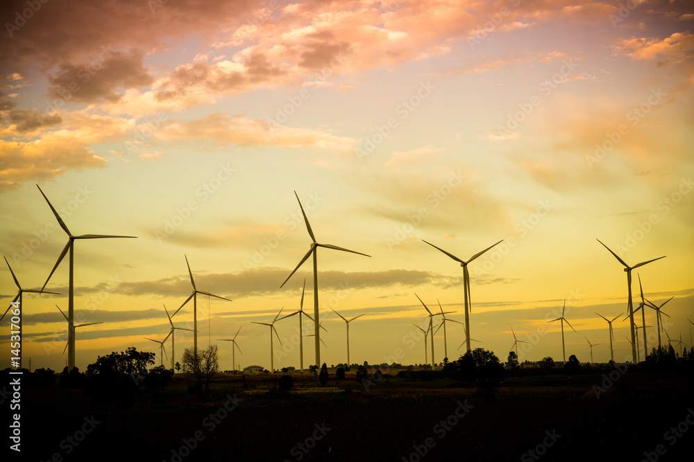 Wind Turbine Farm, Wind Energy Concept.