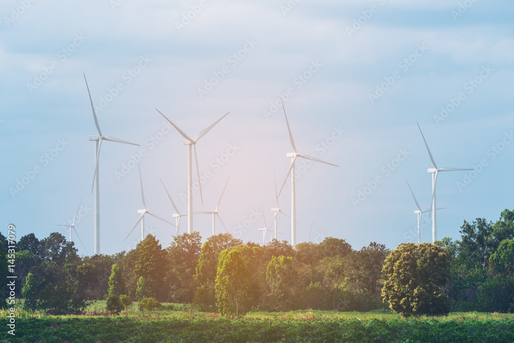 Wind Turbine Farm, Wind Energy Concept.