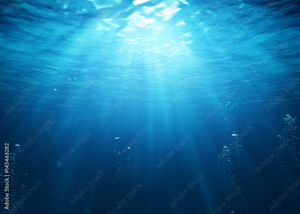 Underwater Scene With Bubbles And Sunbeams