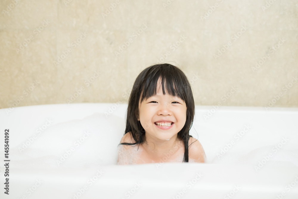 cute girl take bath