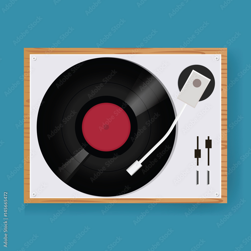 Retro Vinyl Disc Turntable Player Icon Illustration Vector