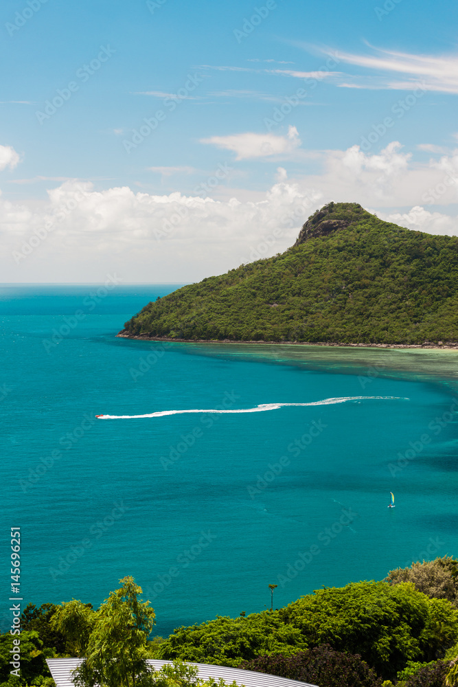 Speedboat racing along the open sea