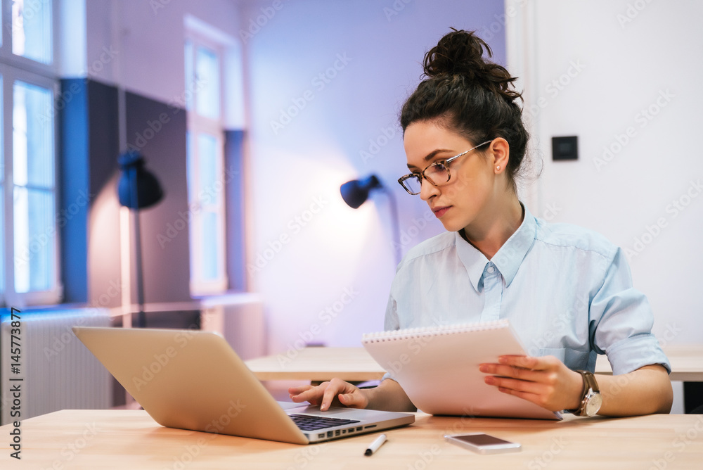 Female student in a library