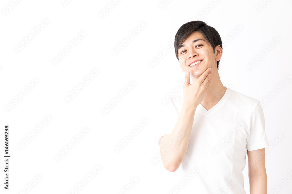 portrait of young asian man isolated on white background