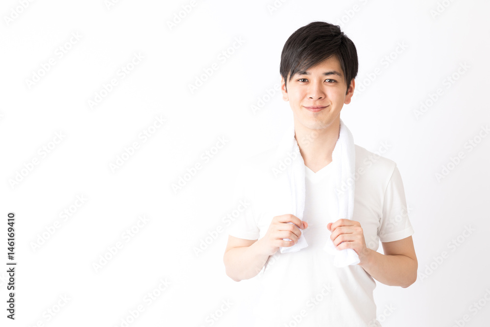 portrait of young asian man isolated on white background