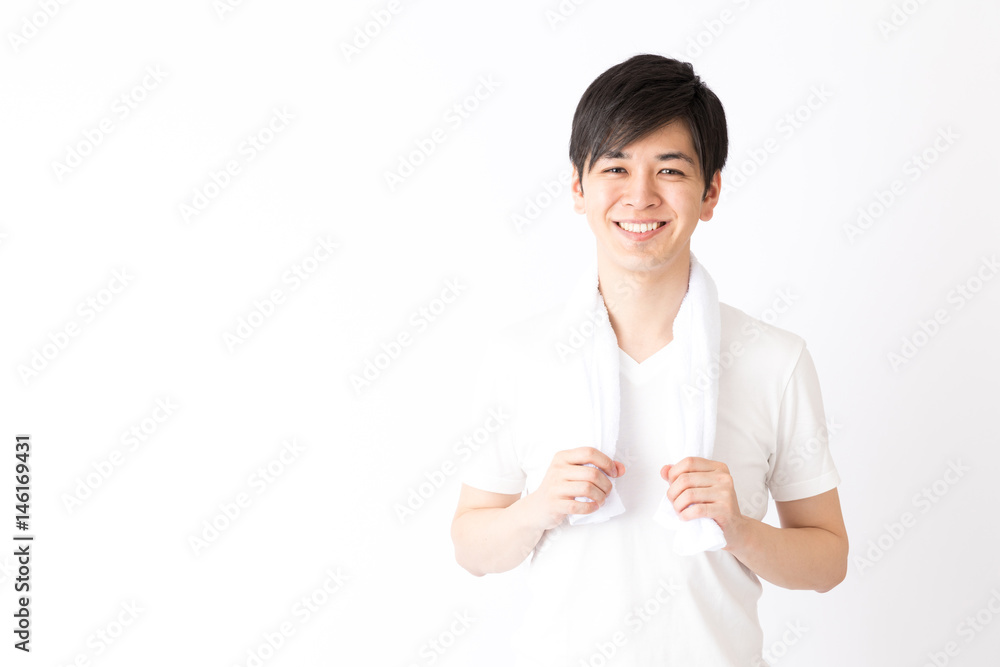 portrait of young asian man isolated on white background