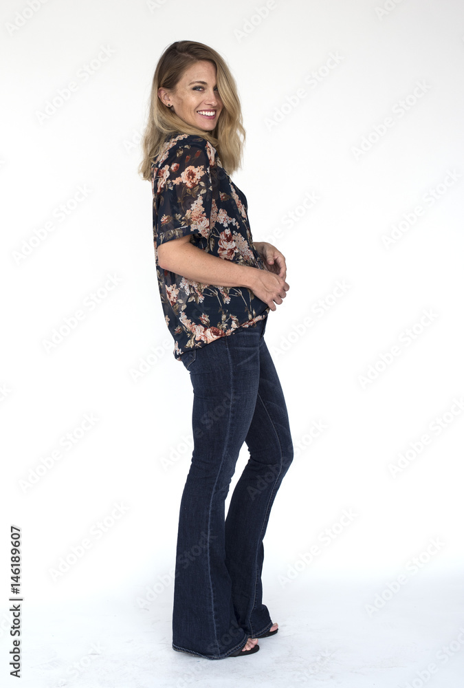 Woman Cheerful Studio Portrait Concept