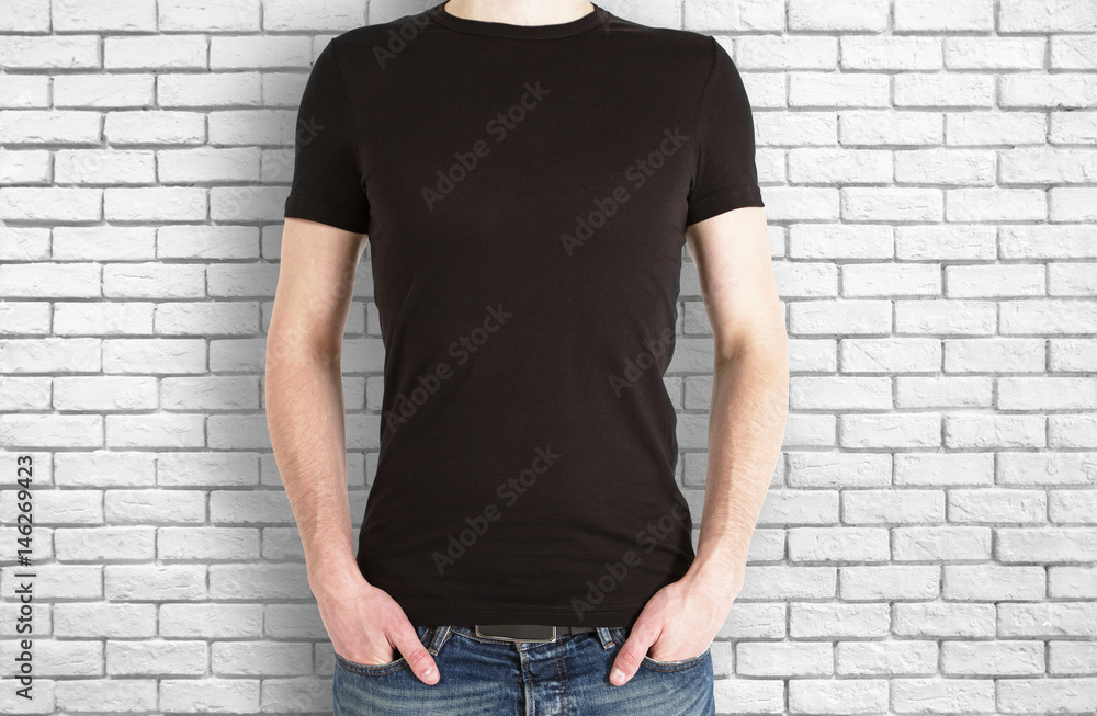 Casual boy in black shirt front