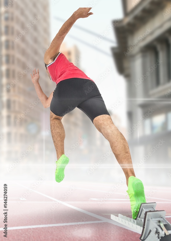 Composite image of man at athletic sport