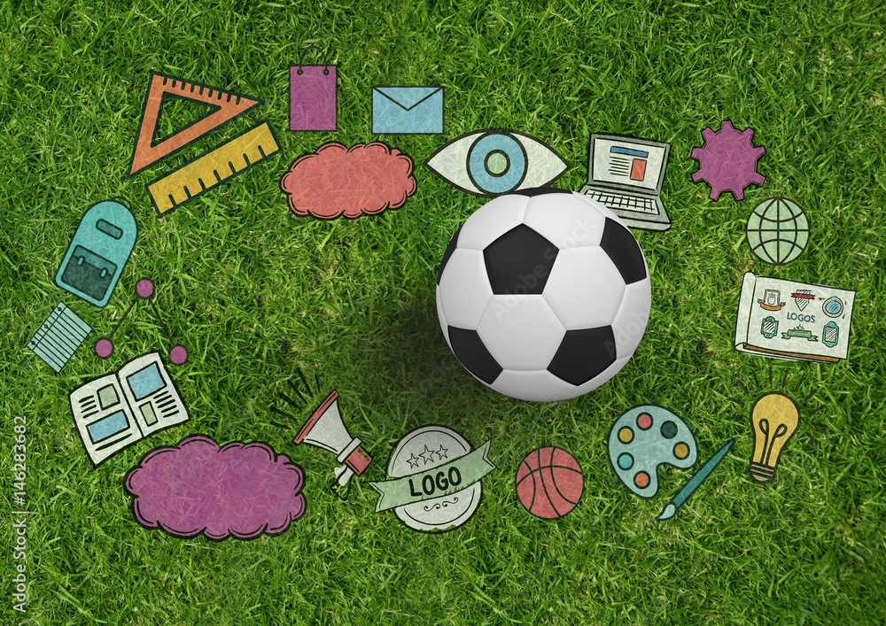 Composite image of soccer items