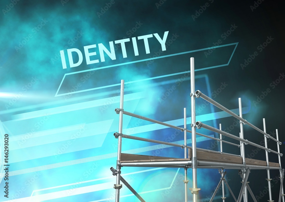 Identity Text with 3D Scaffolding and technology interface