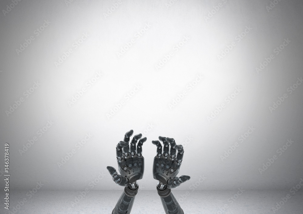 Android Robot hands open with grey background