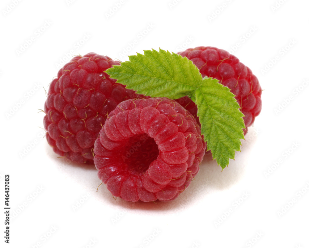 Raspberry with leaves