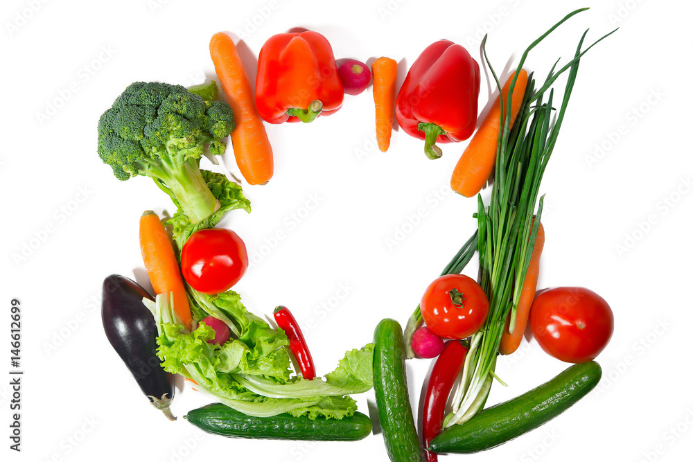 Many different vegetarian vegetables like frame.