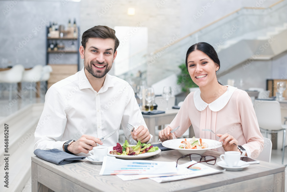 Business meeting in luxury restaurant