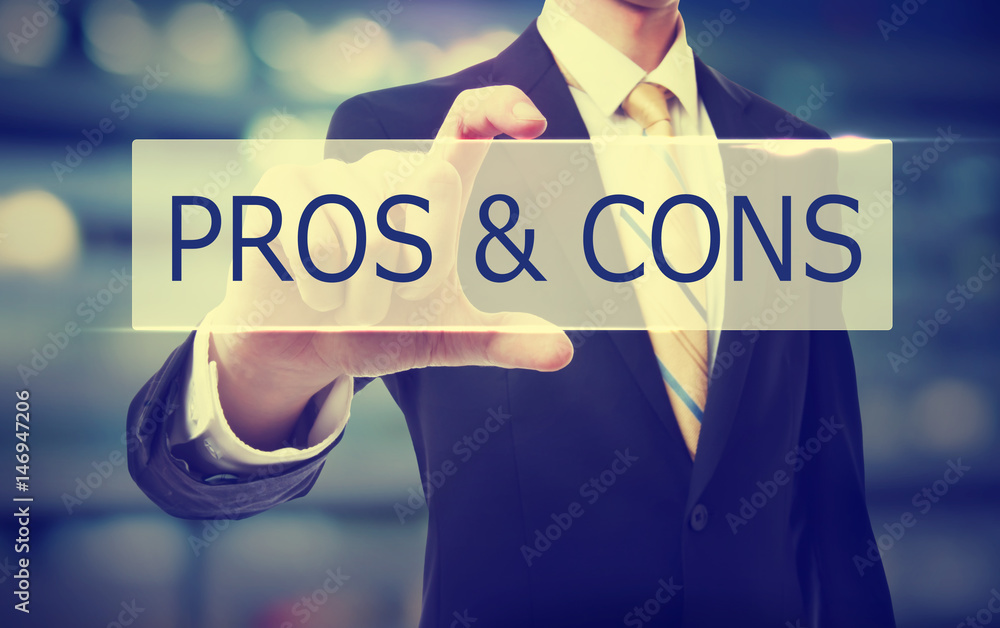 Pros and Cons text with Businessman