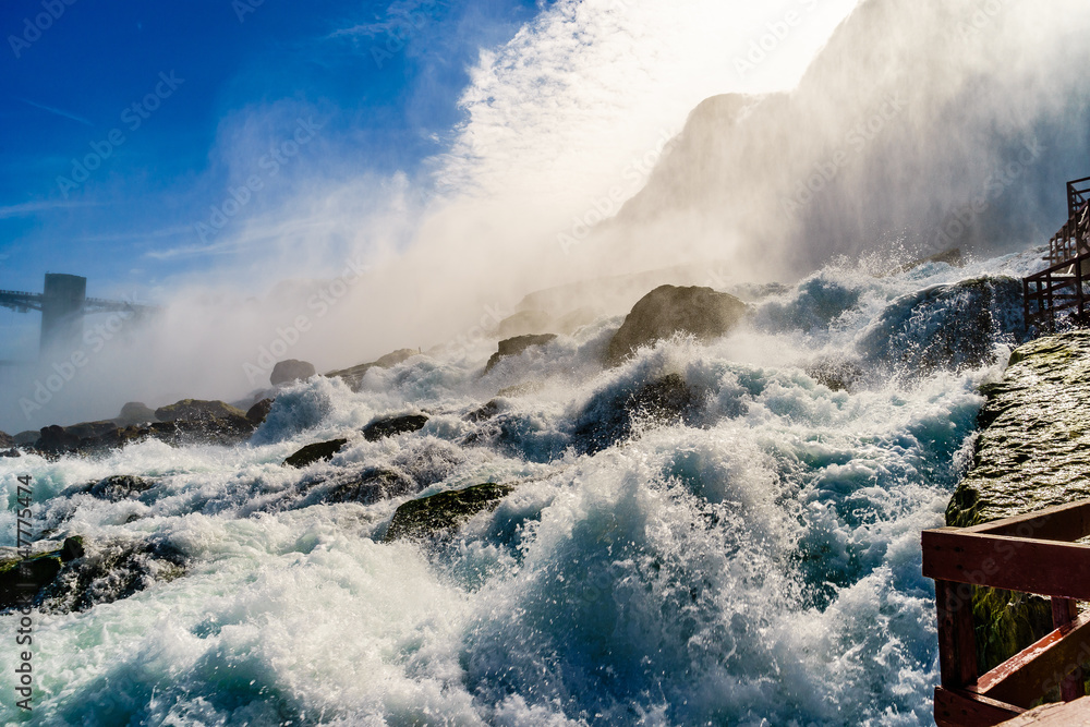 Water rushing over Niagara Falls