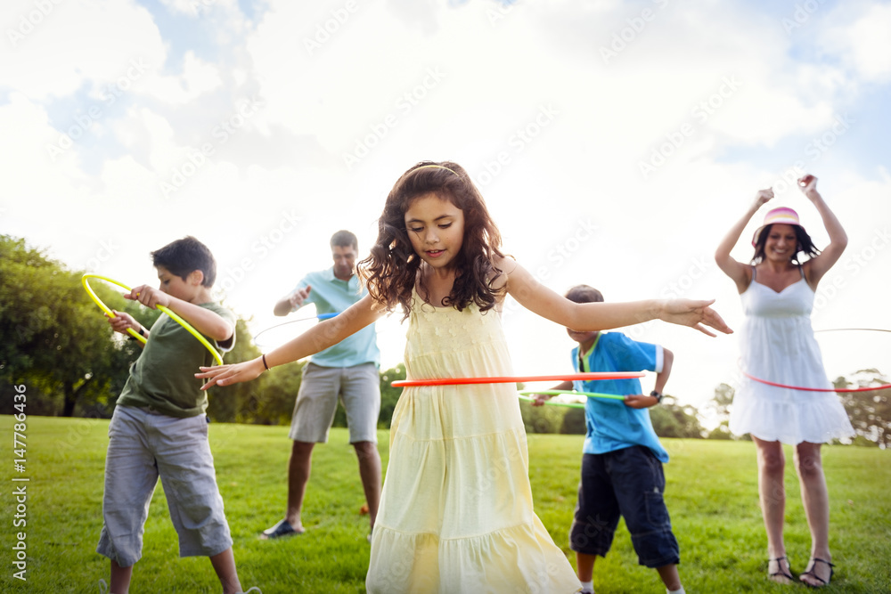 Hula Hoop Enjoying Cheerful Outdoors Leisure Concept