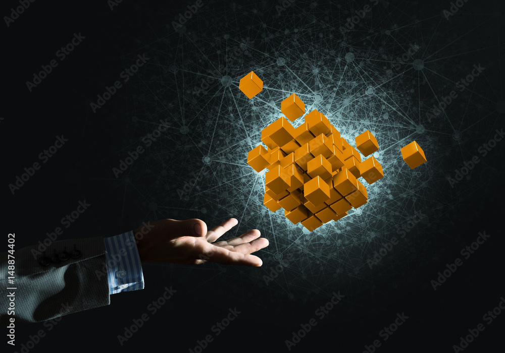 Idea of new technologies and integration presented by cube figure