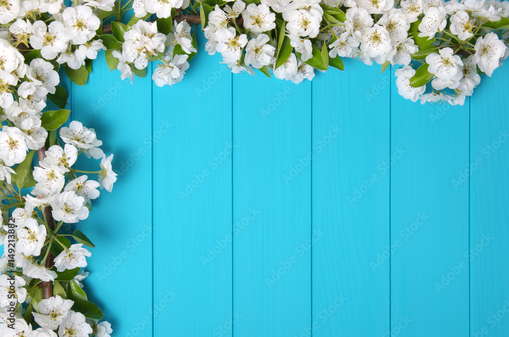  Spring flowers on wood