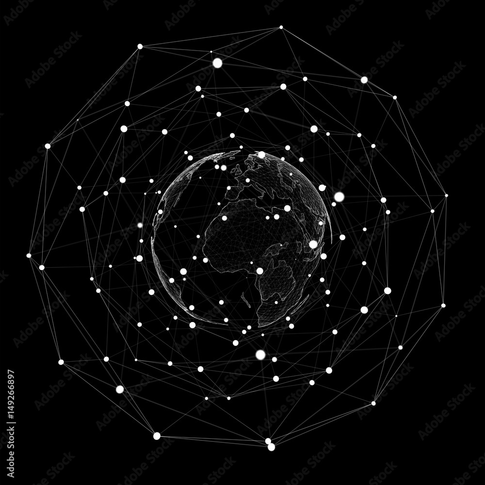 飞行地球网络接口3D渲染