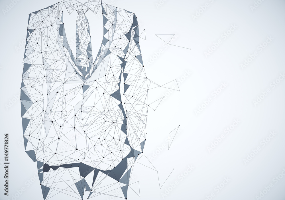 Grey polygonal businessman outline