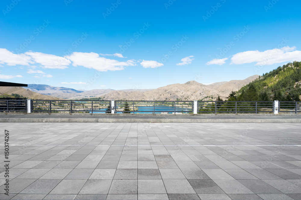 empty footpath on dam