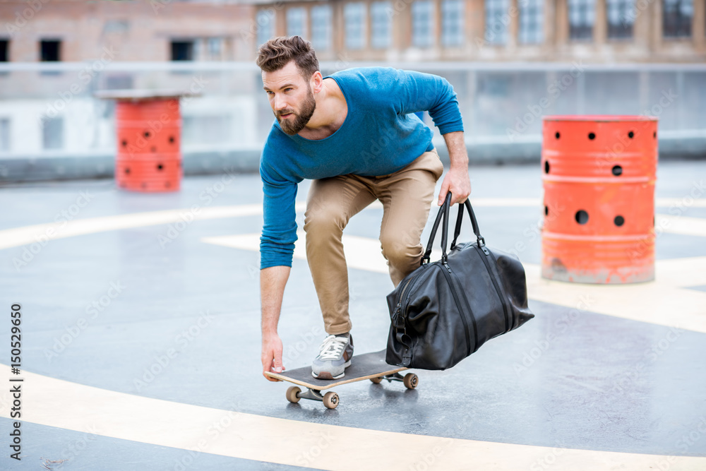 Man riding skateboard