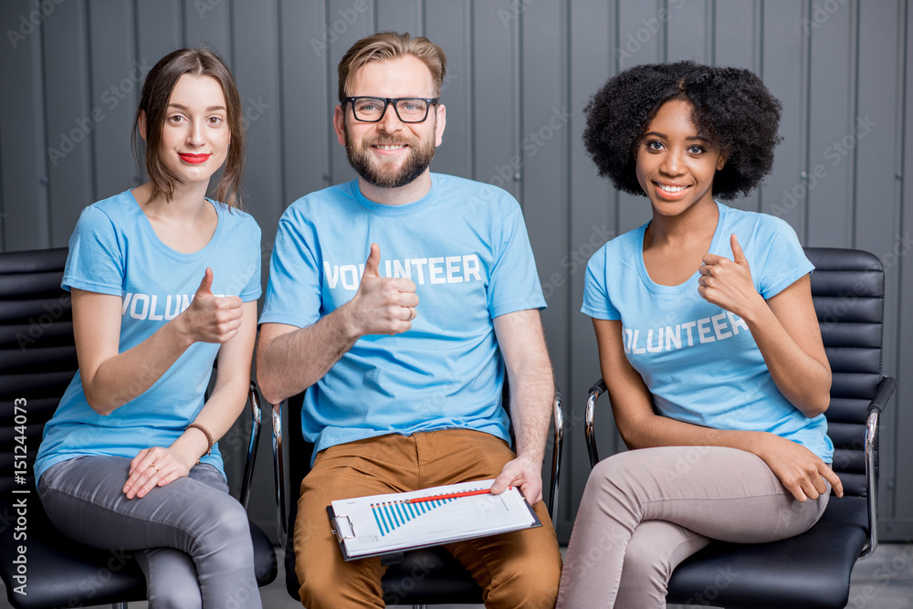 Volunteers working at the office