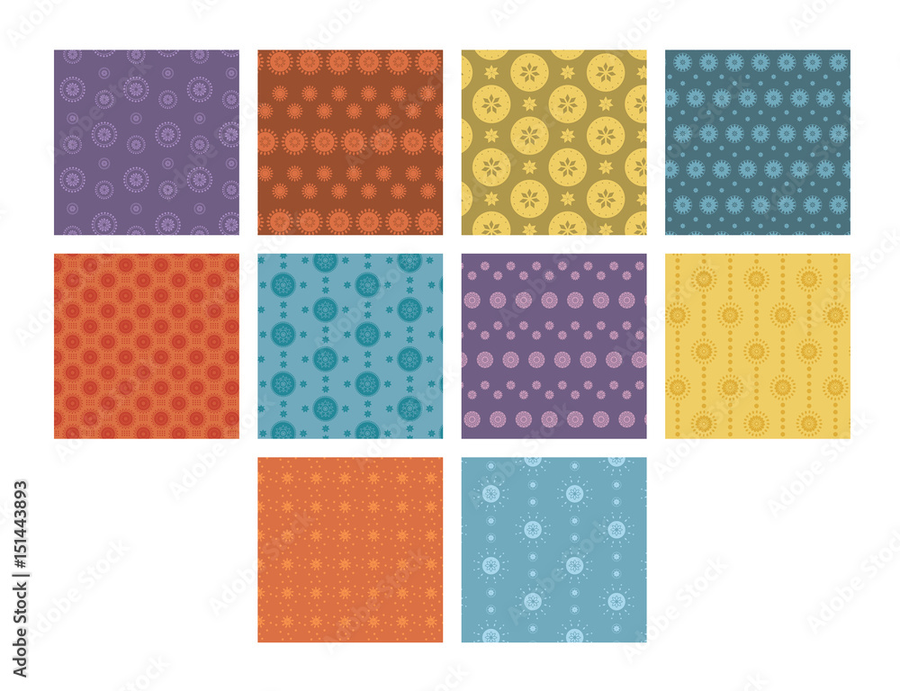 Vector image of floral patterns against white background