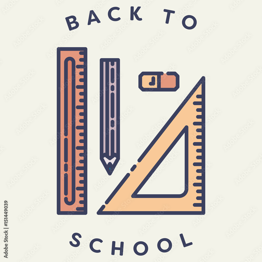 Vector icon of set of school instruments 