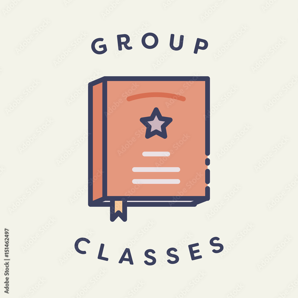 Vector image of book with text group classes