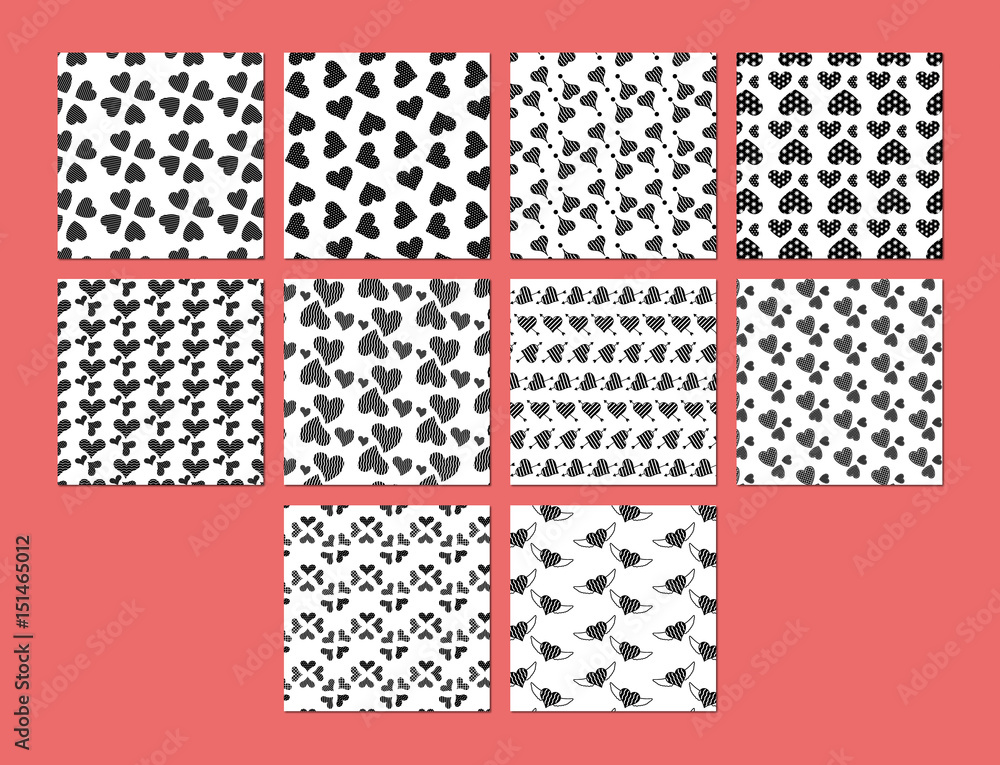 Vector set for various heart shape patterns