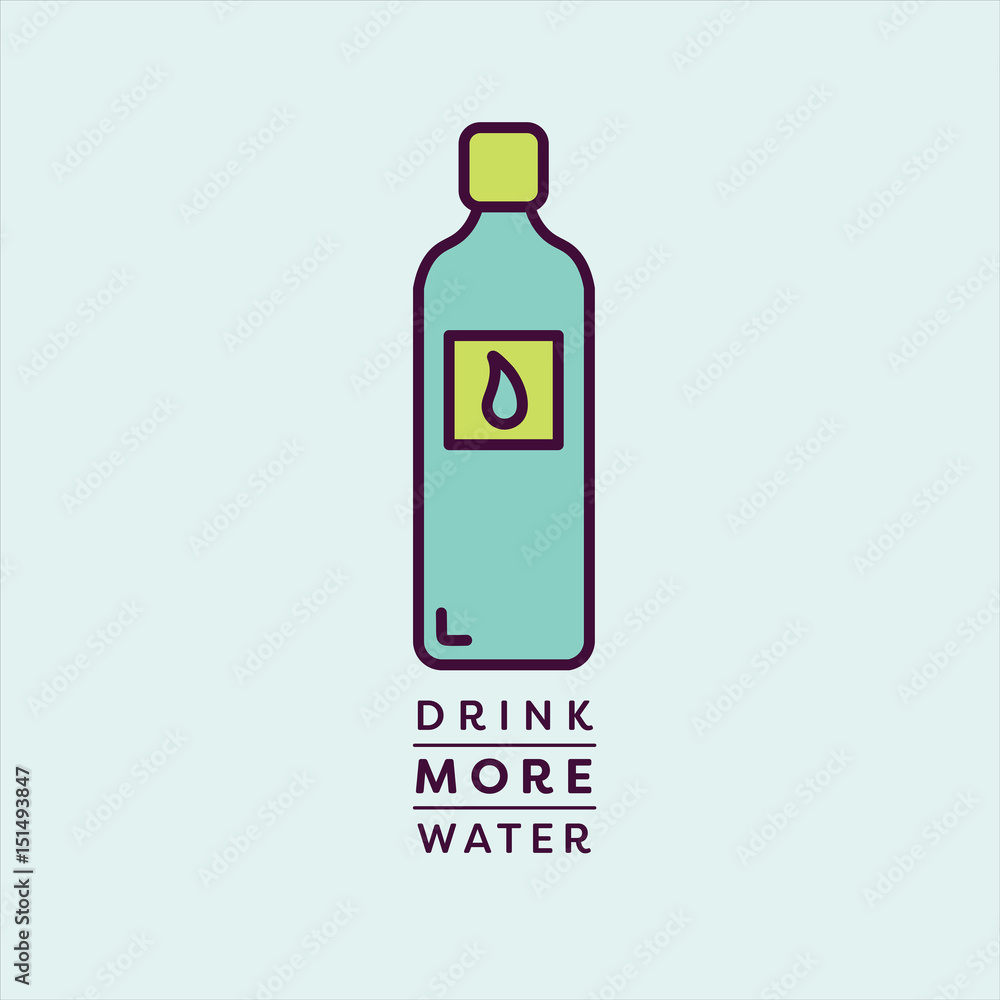 Vector image of water bottle reading drink more water