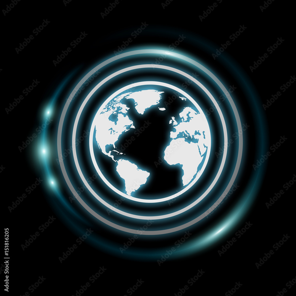 White and glowing blue internet icon 3D rendering