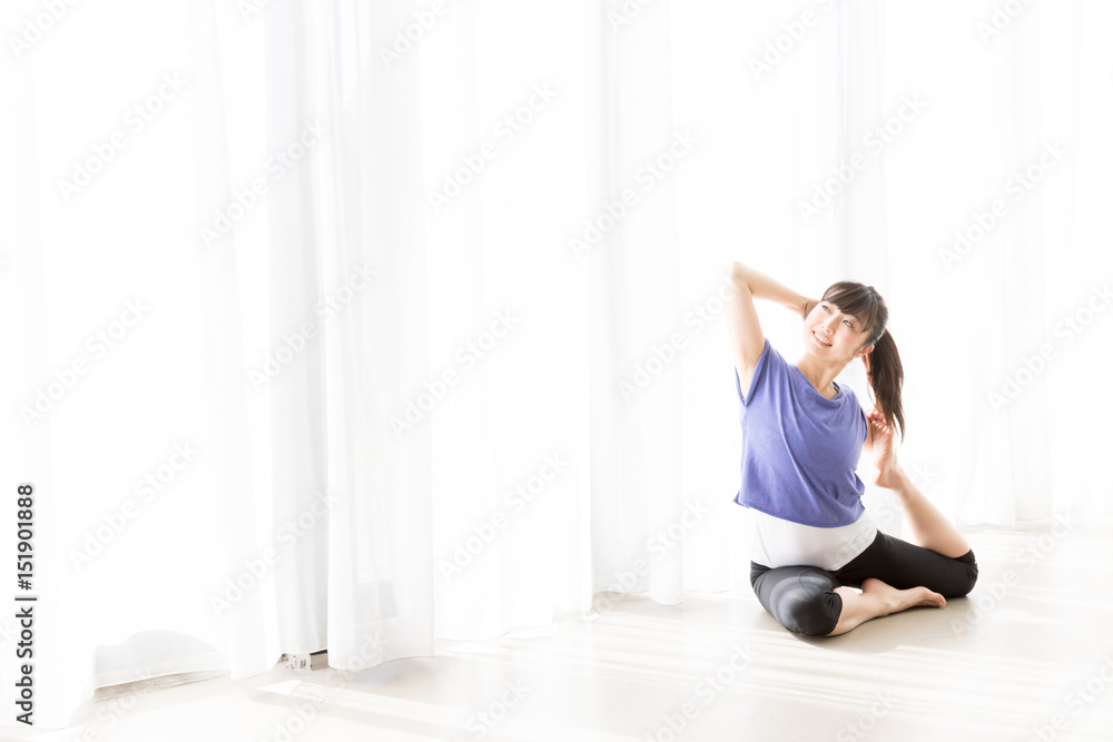 attractive asian woman yoga image