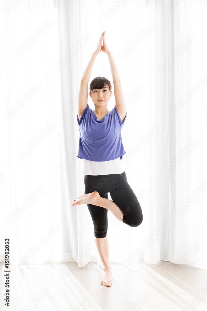 attractive asian woman yoga image