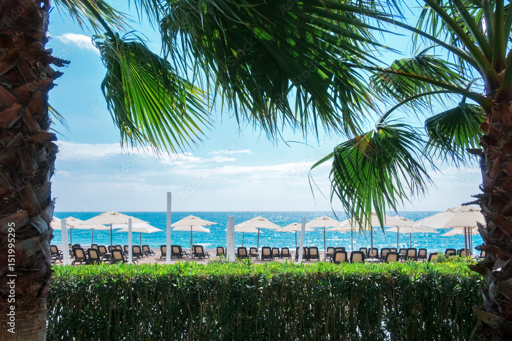 Sunshade umbrella on sea beach