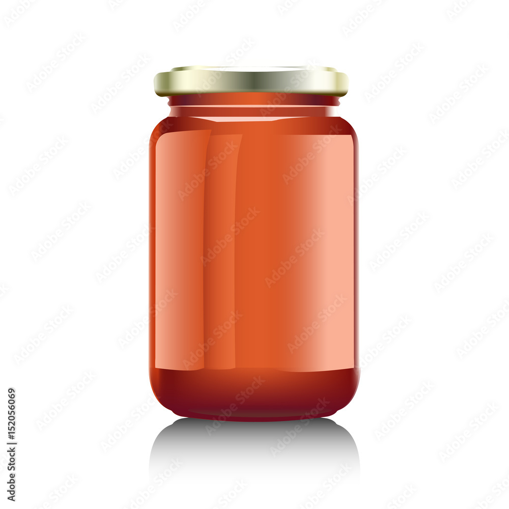 Glass jar with  jam,