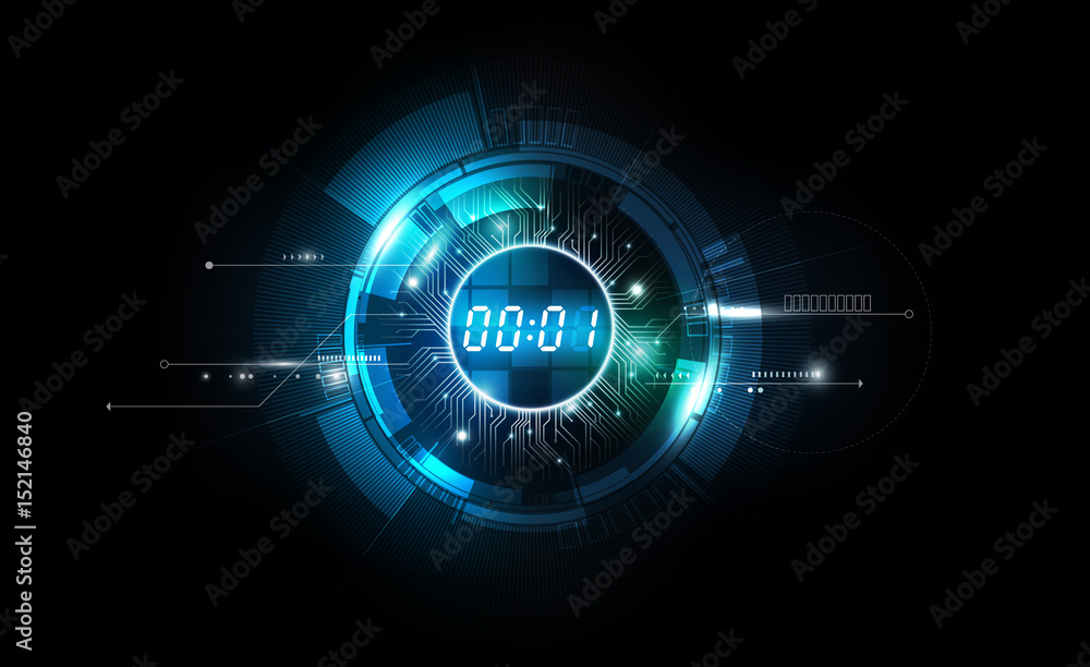 Abstract Futuristic Technology Background with Digital number timer concept and countdown, vector tr