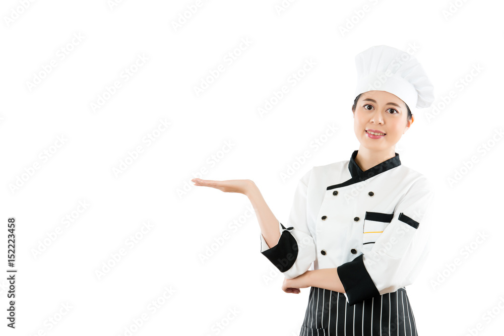 Chef Cook or baker showing presenting