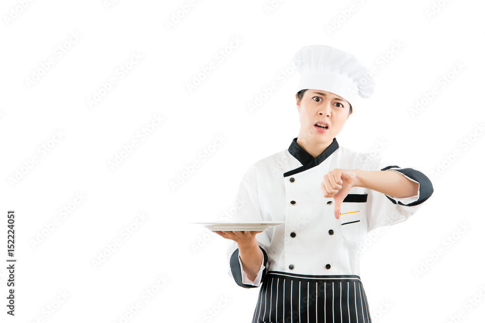 angry chef showing unhappy facial expressions