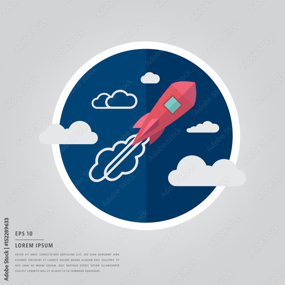 Lorem ipsum text and rocket