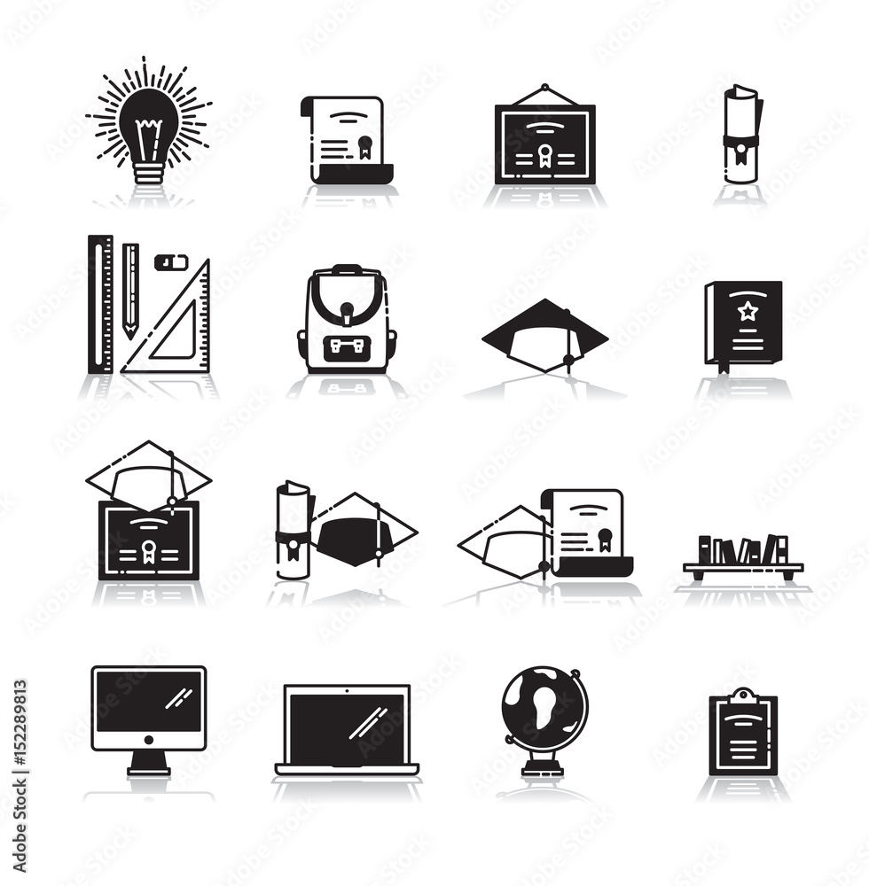 Vector icon set of education