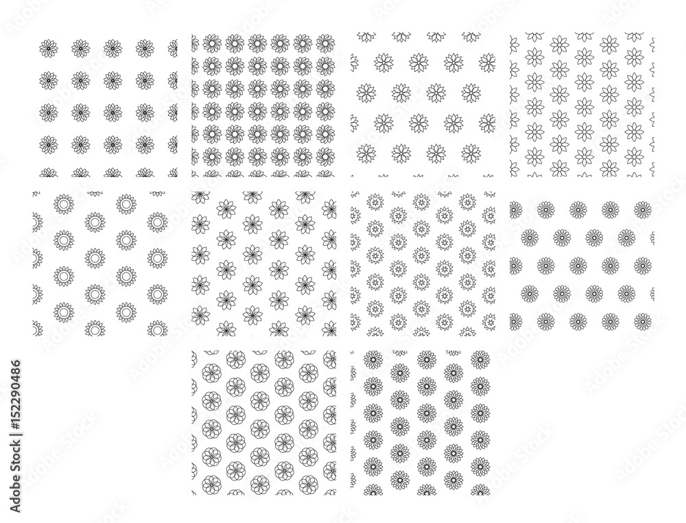 各种花卉图案的矢量图标集