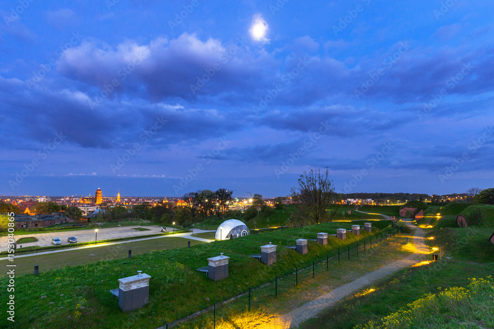 View from Gradowa hill in Gdansk at dusk, Poland