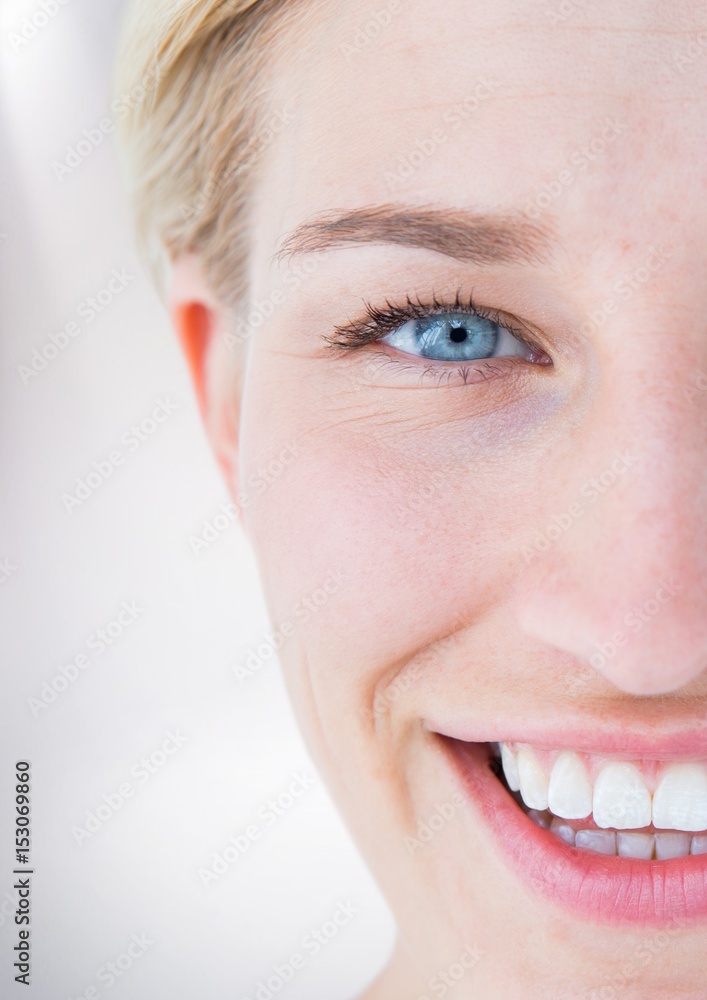 Close up of half womans face 