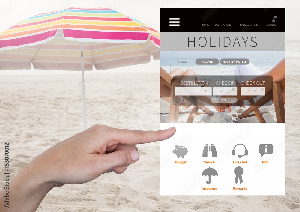 Hand Touching Holiday break App Interface 