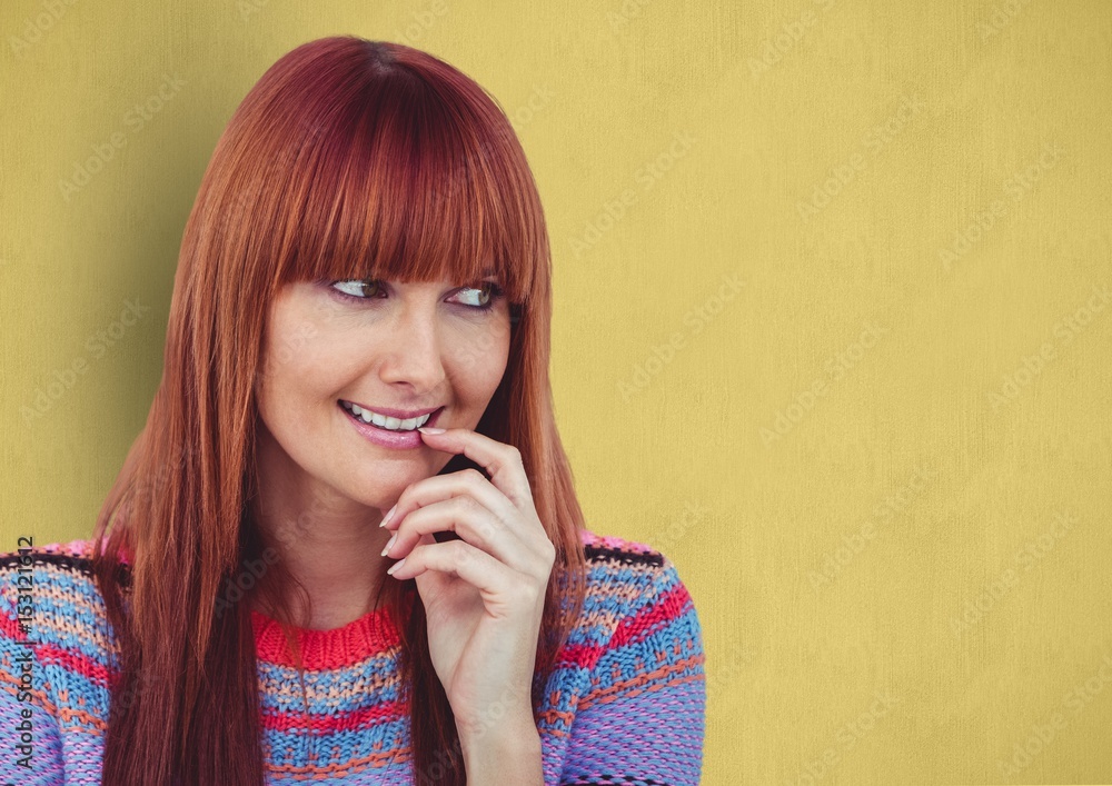 Redheaded female hipster looking away 